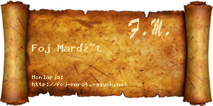 Foj Marót névjegykártya